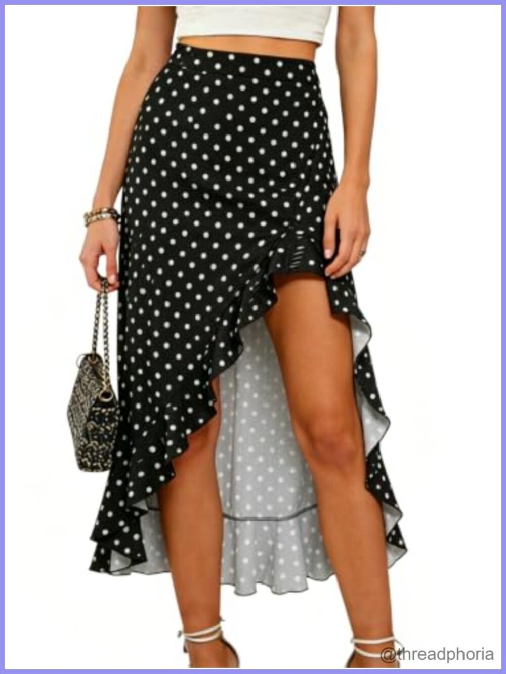 Women's High Low Ruffle Midi Skirt Asymmetrical Side Split
